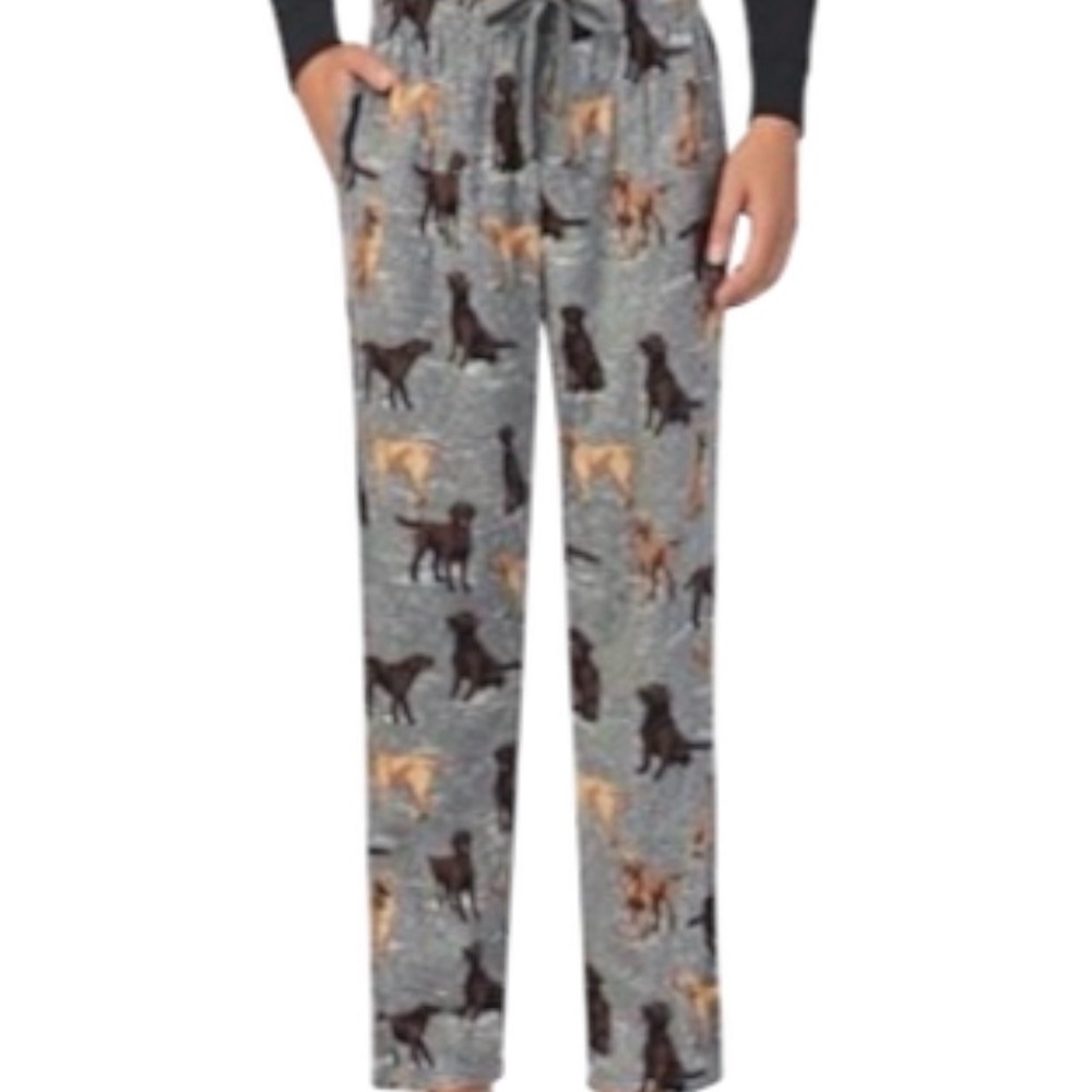 Men’s Fleece Dog Print Sleep Pants Gray Cozy Lounge Pajama Bottoms Size‎ XXL